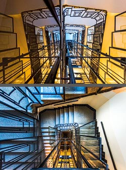 Stiegenhaus/Treppenhaus in einem Wohnhaus in Wien, &Ouml;sterreich