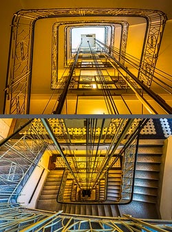 Stiegenhaus/Treppenhaus in einem Wohnhaus in Wien, &Ouml;sterreich