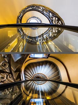 Stiegenhaus/Treppenhaus in einem Wohnhaus in Wien, &Ouml;sterreich