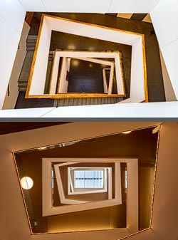 Stiegenhaus/Treppenhaus im Amtshaus Seestadt in Wien, &Ouml;sterreich