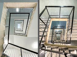 Stiegenhaus/Treppenhaus im Neuen Institutsgebäude NIG in Wien, &Ouml;sterreich