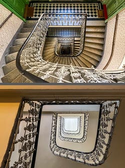 Stiegenhaus/Treppenhaus in einem Wohnhaus in Wien, &Ouml;sterreich