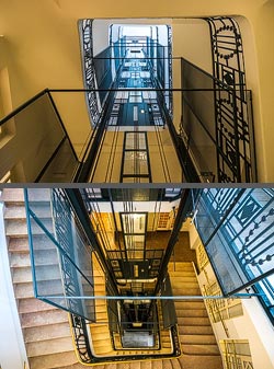 Stiegenhaus/Treppenhaus in der ehemaligen Wirtschaftskammer in Wien, &Ouml;sterreich