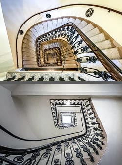 Stiegenhaus/Treppenhaus in einem Wohnhaus in Wien, &Ouml;sterreich