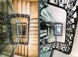 Stiegenhaus/Treppenhaus in einem Wohnhaus in Wien, &Ouml;sterreich