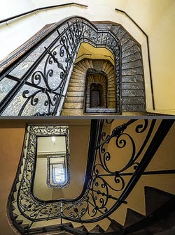 Stiegenhaus/Treppenhaus in einem Wohnhaus in Wien, &Ouml;sterreich