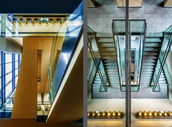 Stiegenhaus/Treppenhaus im Hotel Motel One Westbahnhof in Wien, &Ouml;sterreich