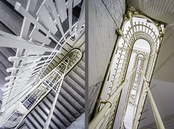 Stiegenhaus/Treppenhaus in der Postsparkasse von Otto Wagner in Wien, &Ouml;sterreich