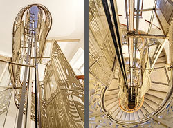 Stiegenhaus/Treppenhaus im Majolikahaus von Otto Wagner in Wien, &Ouml;sterreich