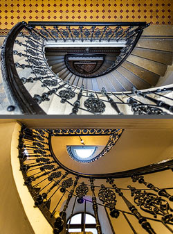 Stiegenhaus/Treppenhaus in einem Gebäude der TU Wien, &Ouml;sterreich