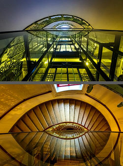 Stiegenhaus/Treppenhaus im Hosenträgerhaus in Wien, &Ouml;sterreich