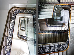 Stiegenhaus/Treppenhaus in einem Bürogebäude in Zürich, Schweiz