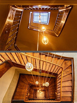 Stiegenhaus/Treppenhaus in einem Wohnhaus in Zürich, Schweiz