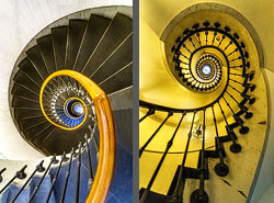 Stiegenhaus/Treppenhaus im Hauptbahnhof Zürich, Schweiz