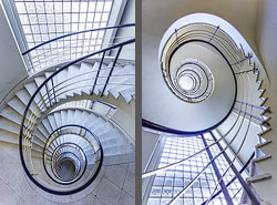 Stiegenhaus/Treppenhaus in einem Bürogebäude in Zürich, Schweiz