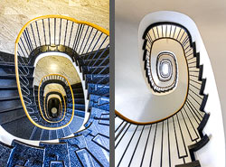 Stiegenhaus/Treppenhaus in einem Bürogebäude in Zürich, Schweiz