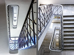 Stiegenhaus/Treppenhaus in einem Bürogebäude in Zürich, Schweiz