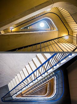 Stiegenhaus/Treppenhaus in einem Wohnhaus in Zürich, Schweiz