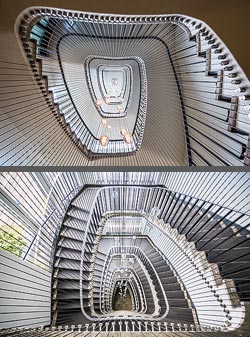 Stiegenhaus/Treppenhaus in einem Bürogebäude in Zürich, Schweiz