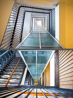 Stiegenhaus/Treppenhaus in einem Bürogebäude in Zürich, Schweiz