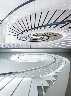 Stiegenhaus/Treppenhaus in einem Bürogebäude in Zürich, Schweiz