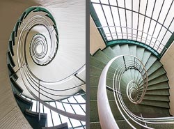 Stiegenhaus/Treppenhaus in einem Bürogebäude in Zürich, Schweiz