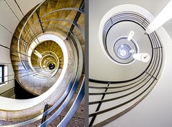 Stiegenhaus/Treppenhaus in einem Bürogebäude in Zürich, Schweiz