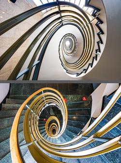 Stiegenhaus/Treppenhaus im Hotel citizenM in Zürich, Schweiz