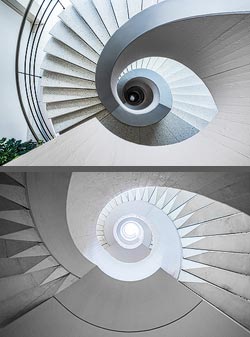 Stiegenhaus/Treppenhaus in der Universität, Campus Irchel in Zürich, Schweiz