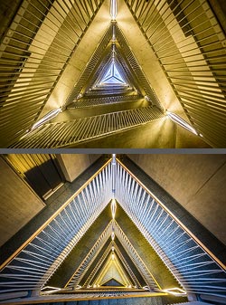 Stiegenhaus/Treppenhaus in der Genossenschaftssiedlung BDZ in Zürich, Schweiz